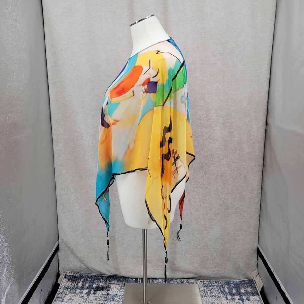 Abstract Print Lightweight Poncho - Multicolor - Picture 5 of 13